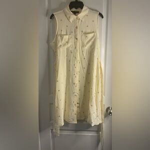 Alex and Parker Cream button up Shirt Dress with dot Accents